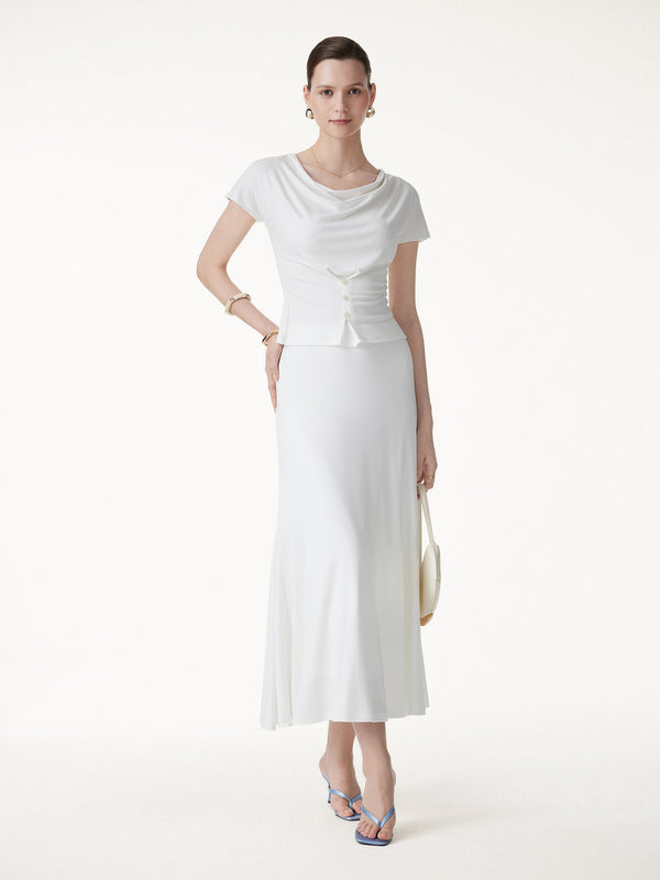 OGLmove Cowl Neck Cap Sleeve Top
