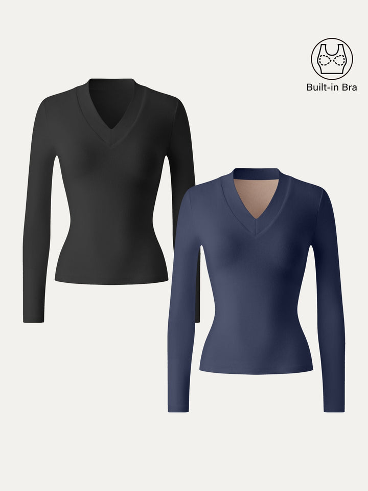 Essential V-neck Wide Binding Slimming Brami Top