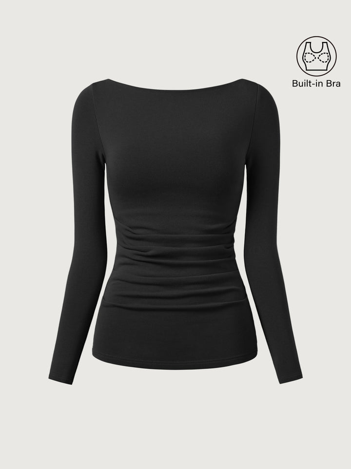 Boatneck Tucks Brami Top Black XS