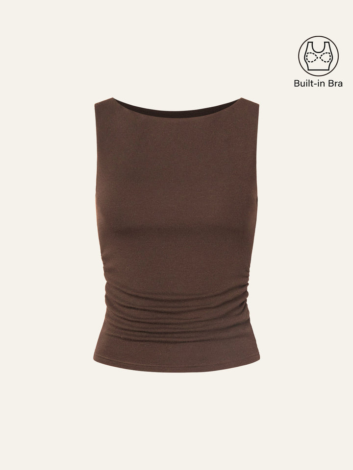 Boat Neck Brami Tank Top Espresso 2XL