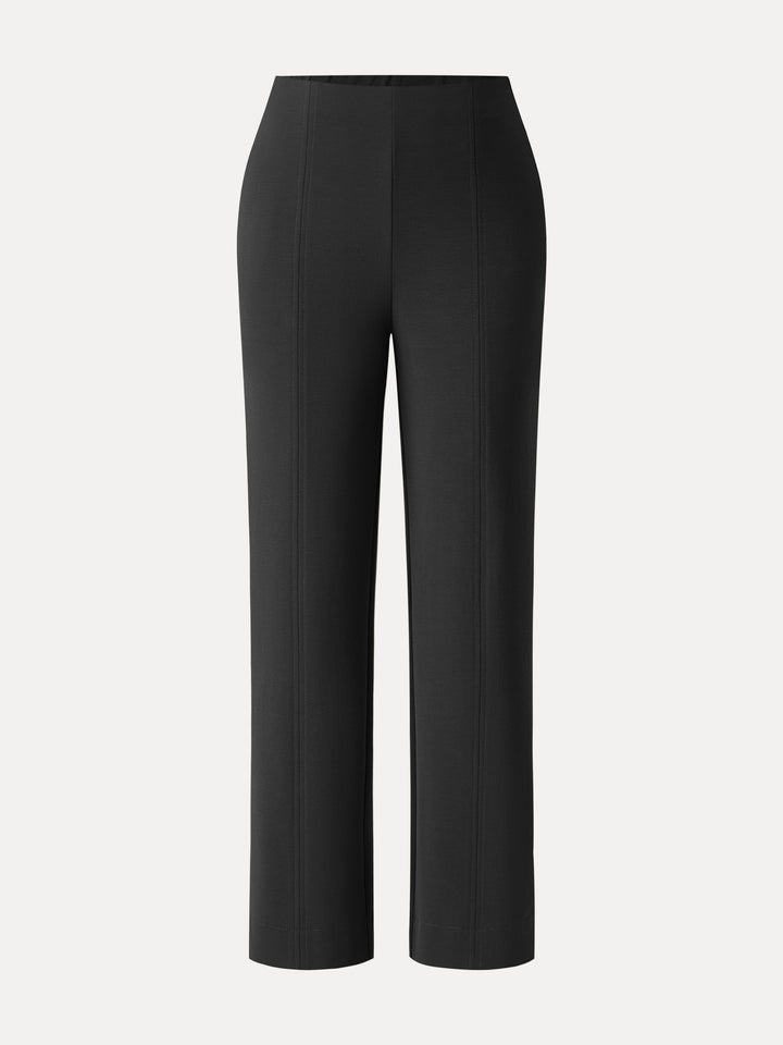 Sandwashed Mid Rise Slim Straight Pull-on Pants with Pockets Regular Black