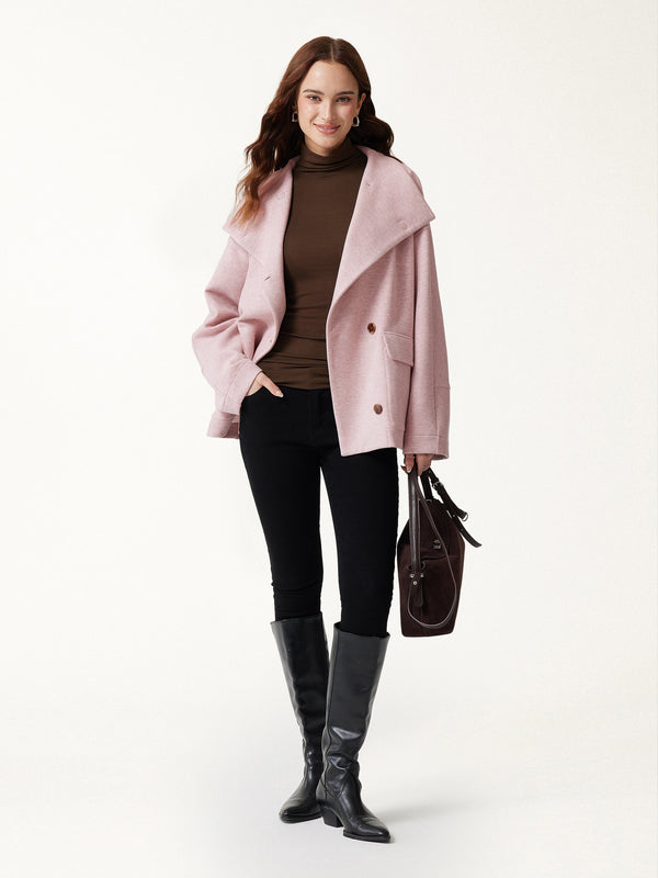 OGLmove FuzzLuxe Mock Neck Long Sleeve Button-Down Jacket with Pockets