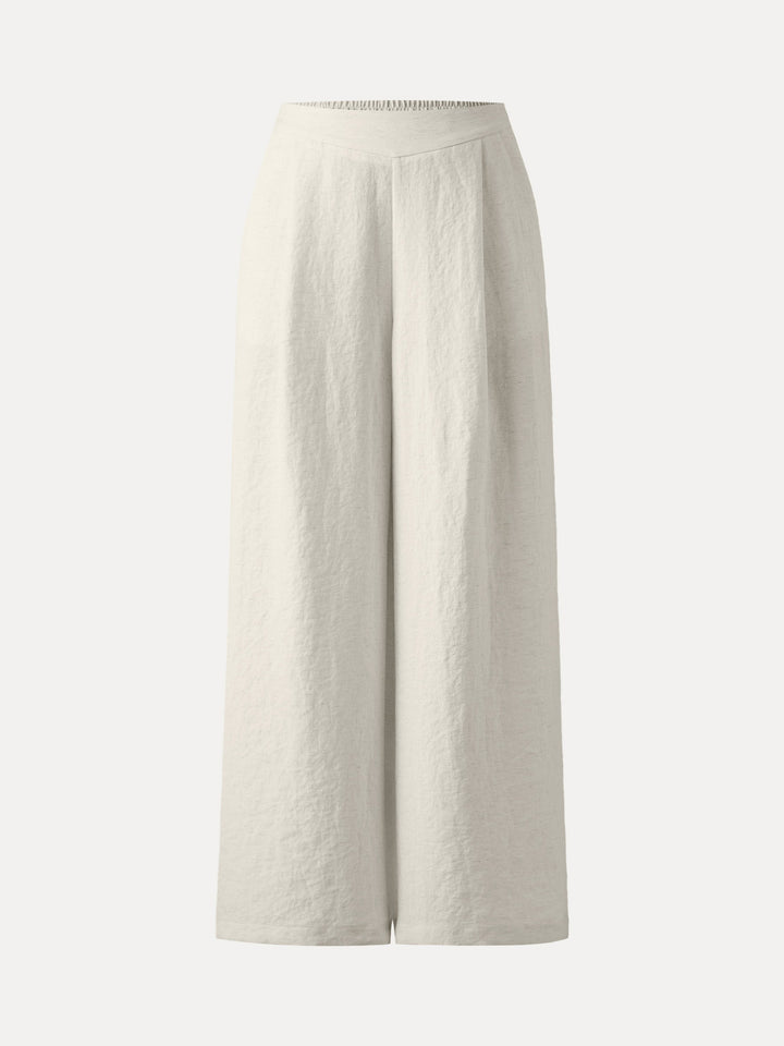 Breezy Linen Mid Rise Wide Leg Pant with Pockets Regular Off White