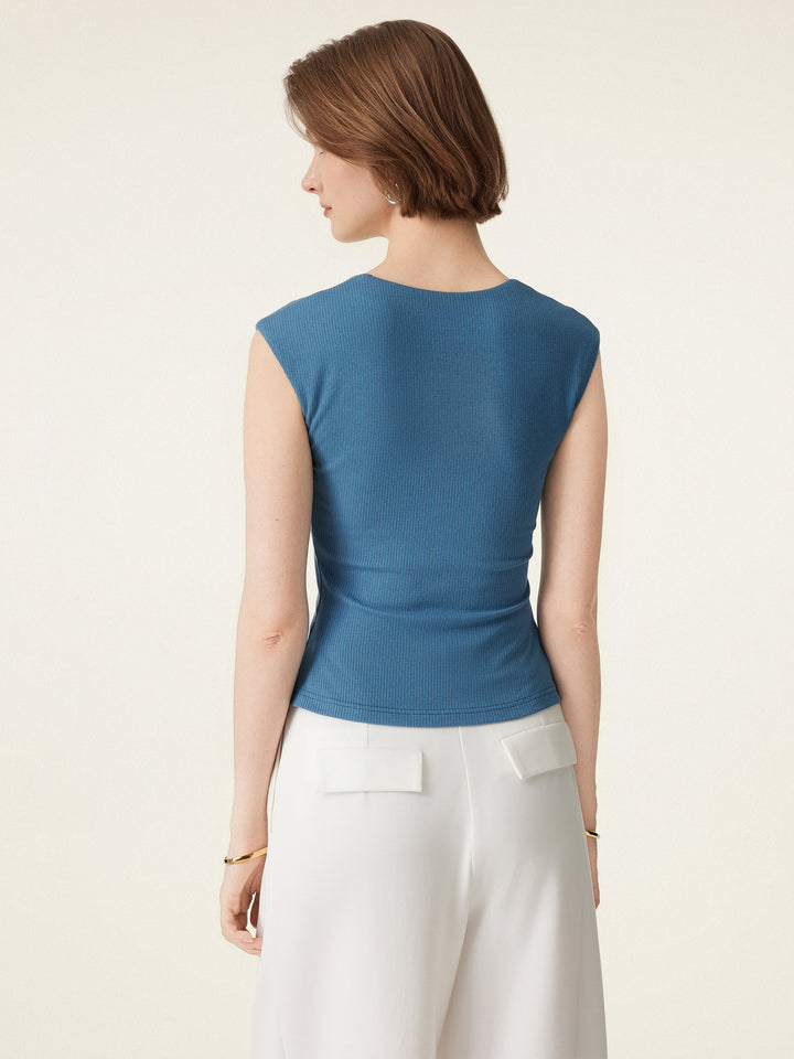 Stretch Cotton Square Neck Ribbed Brami