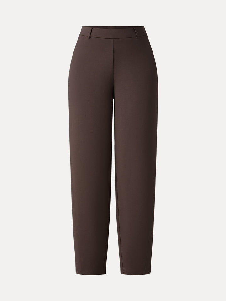 Mid Rise Barrel Leg Pull-on Pants with Pockets