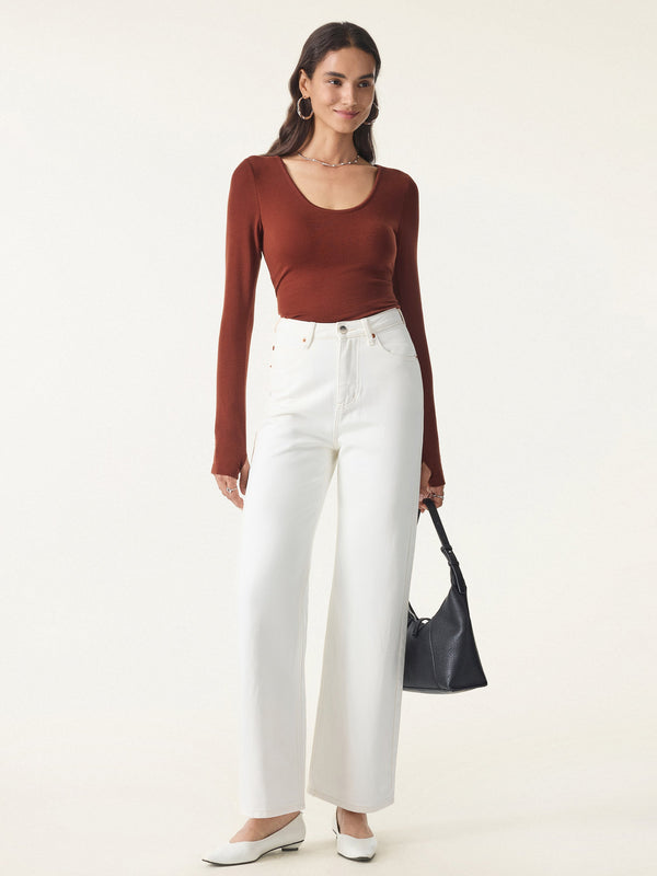 OGLmove Lyocell Cashmere Scoop Neck Thumbhole Bra Top