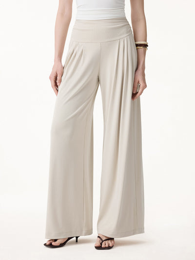 OGLmove Sandwashed Super Flowy Tucked Palazzo Pants with Pockets Regular Morning Mist
