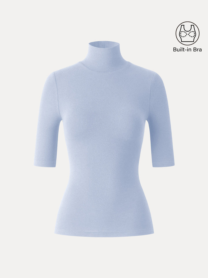 Essential Turtleneck Elbow Length Sleeve Brami Sea Glass XS