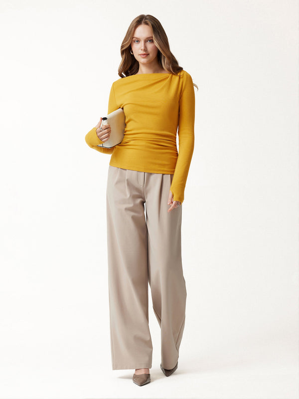 OGLmove Eco-Mousse® Asymmetrical Neck Long Sleeve Top