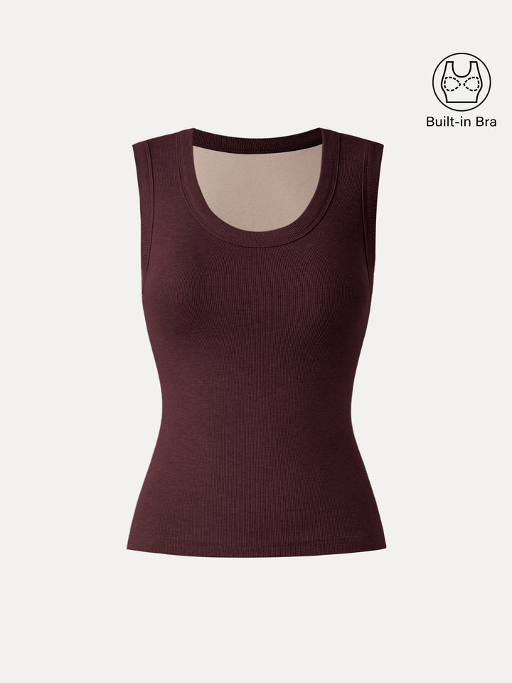 Stretch Cotton Scoopneck New Airy Brami Tank Ruby XS
