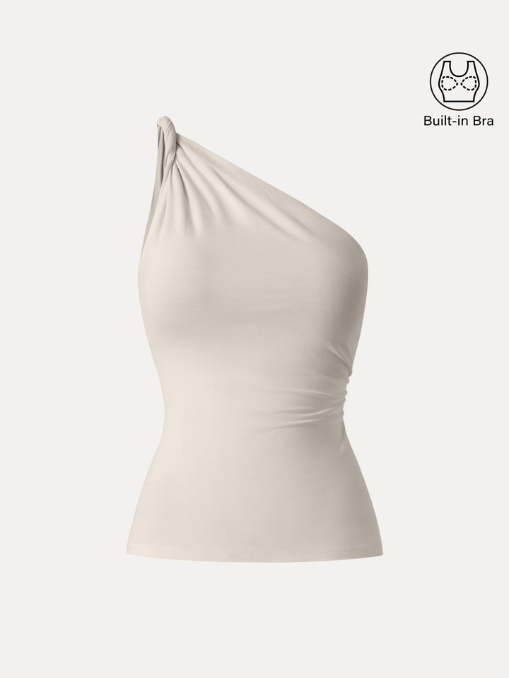 One Shoulder Twisted Brami Tank Fog XS