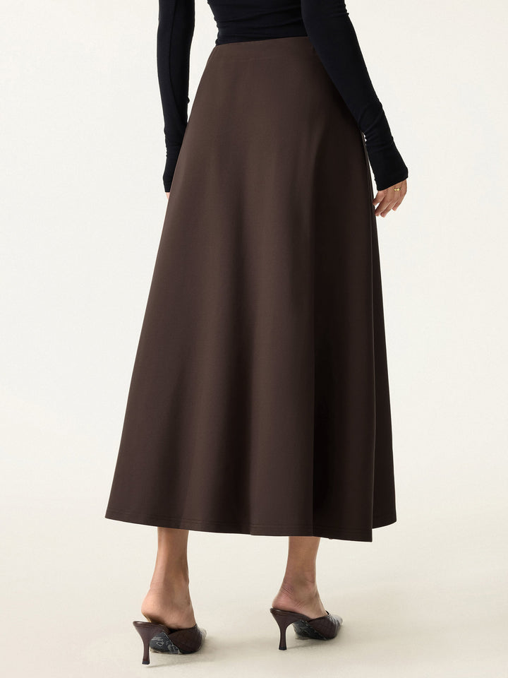 Wrinkle-Resistant High Rise Pull-on Maxi Skirts with Pockets
