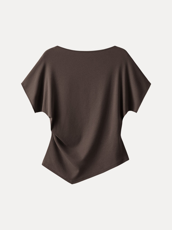 OGLmove Cotton Lyocell Boatneck Angled Summer Tee Espresso XS