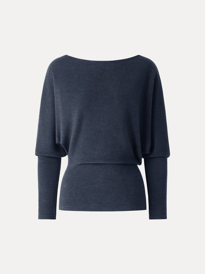 MaxWarm Boatneck Top with Close-Fit Hem Heather Indigo XS