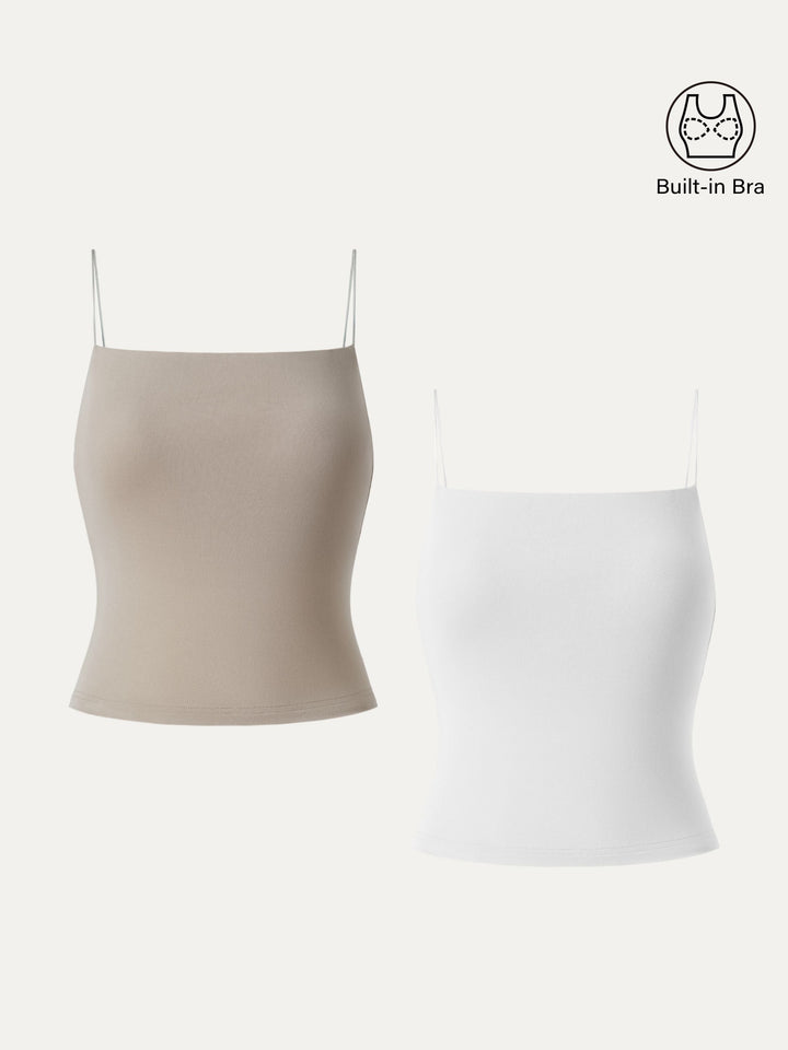 Essential Spaghetti Strap Cropped New Airy Brami White/Limestone XS