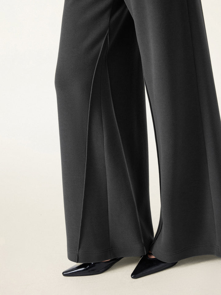 Tummy-Control Mid Rise Ultra-Wide Leg Pants with Pockets