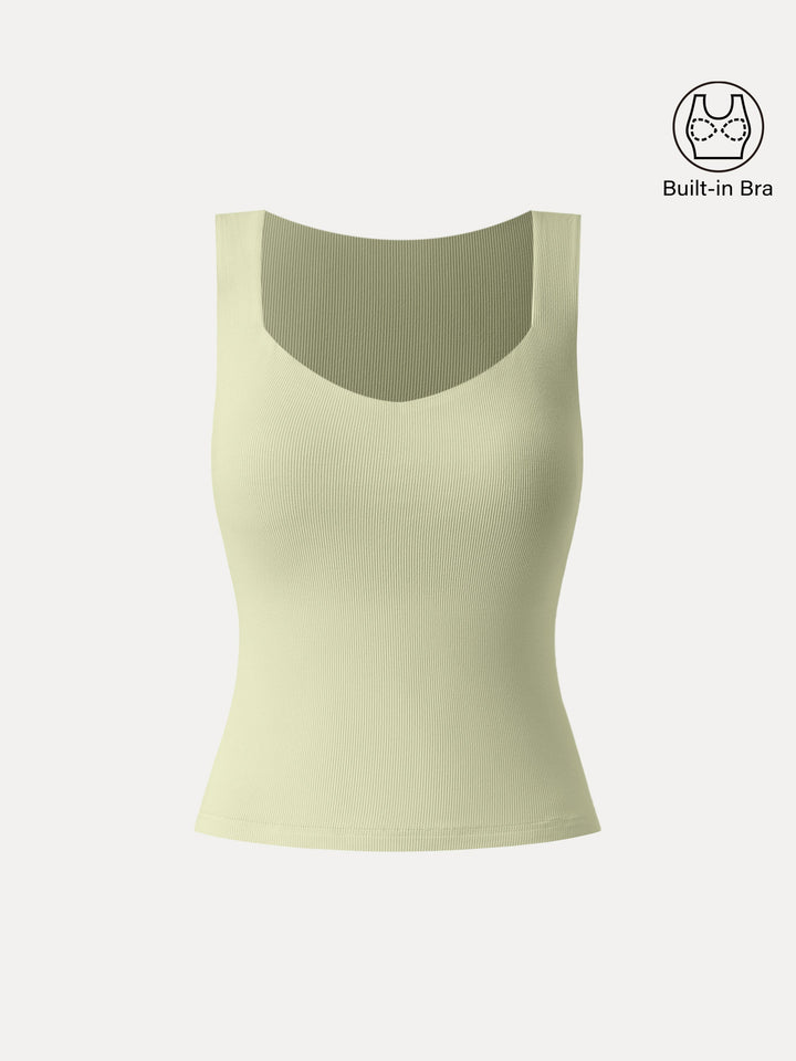 Diamond Neck Ribbed New Airy Brami Tank Apple Flower XS