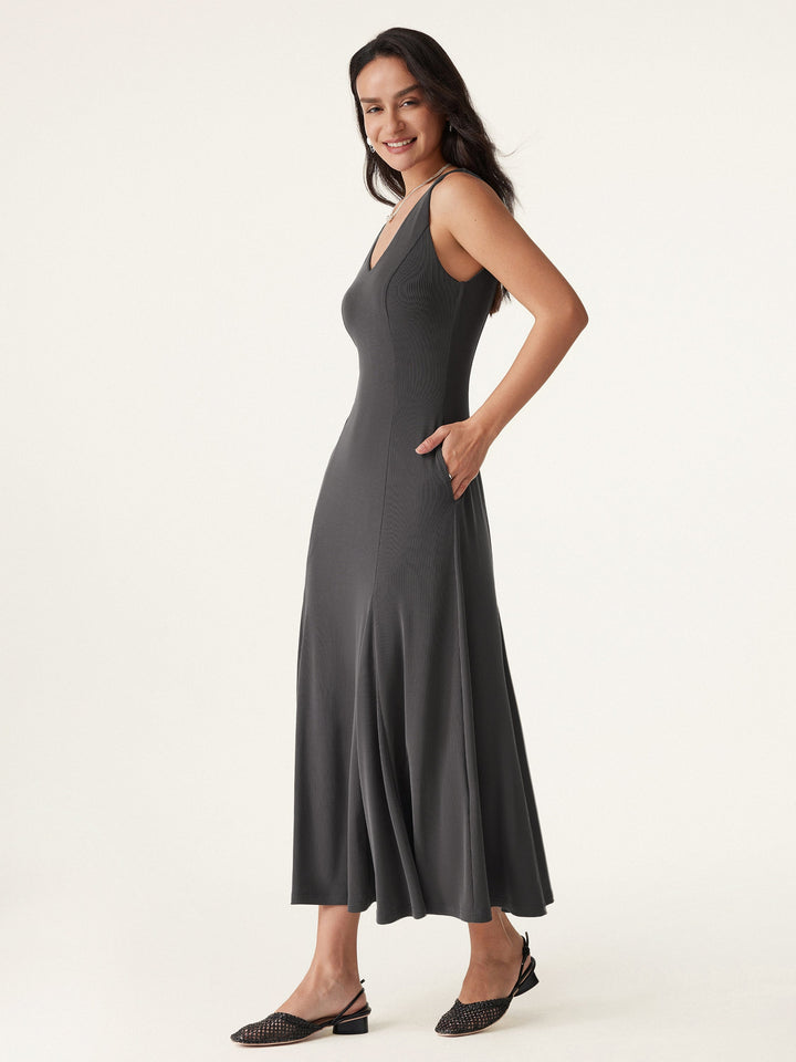 V-neck Fit-and-flare Midi Brami Dress