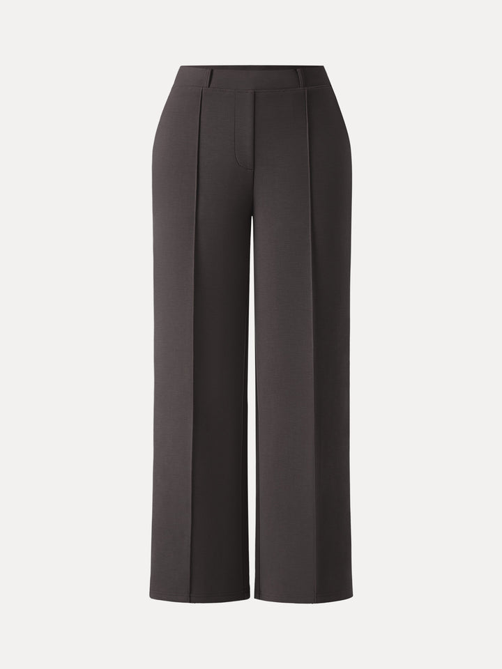 Mid Rise Straight Leg Pants with Pockets