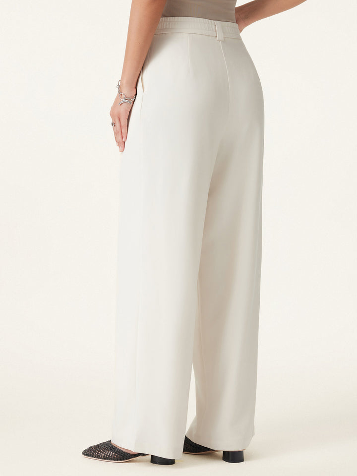 2Pcs Set Tencel-Linen Waistcoat & Mid Rise Tucked Wide Leg Trouser