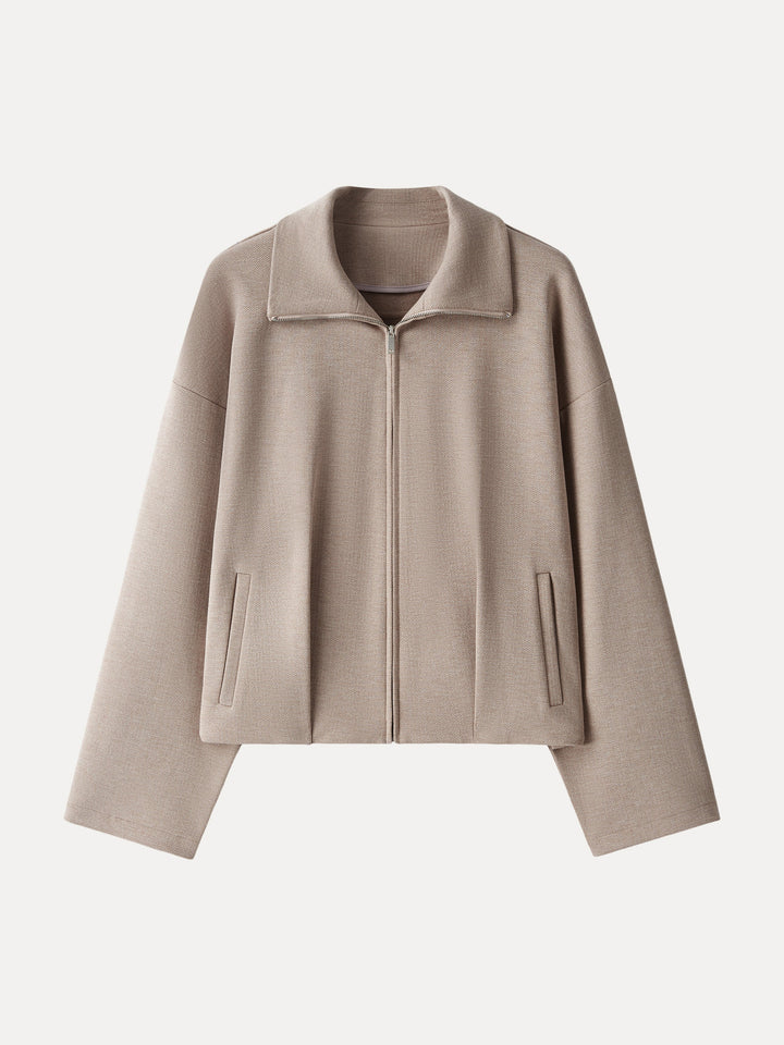 Herringbone Textured Full Zip Jacket