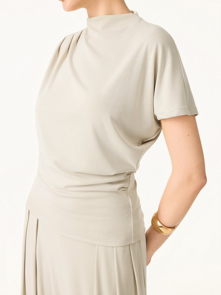 Mockneck Tucked Waist Define Top