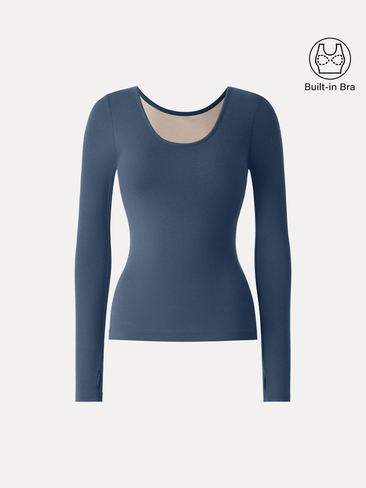Lyocell Cashmere Scoop Neck Thumbhole Brami Ink Blue XS