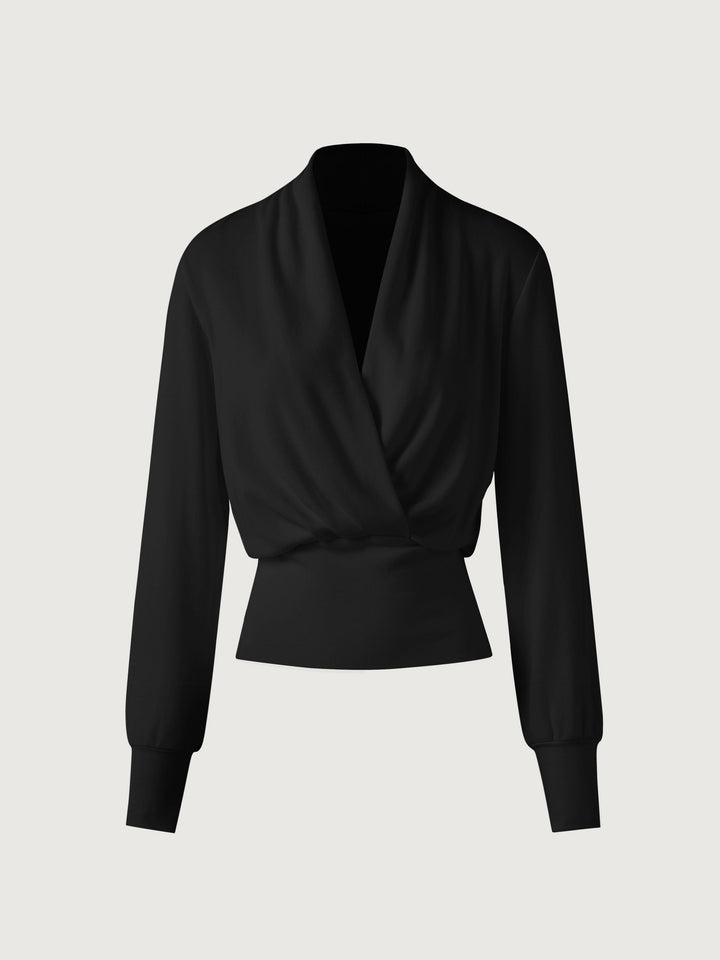 Surplice Tuckable Top Black S
