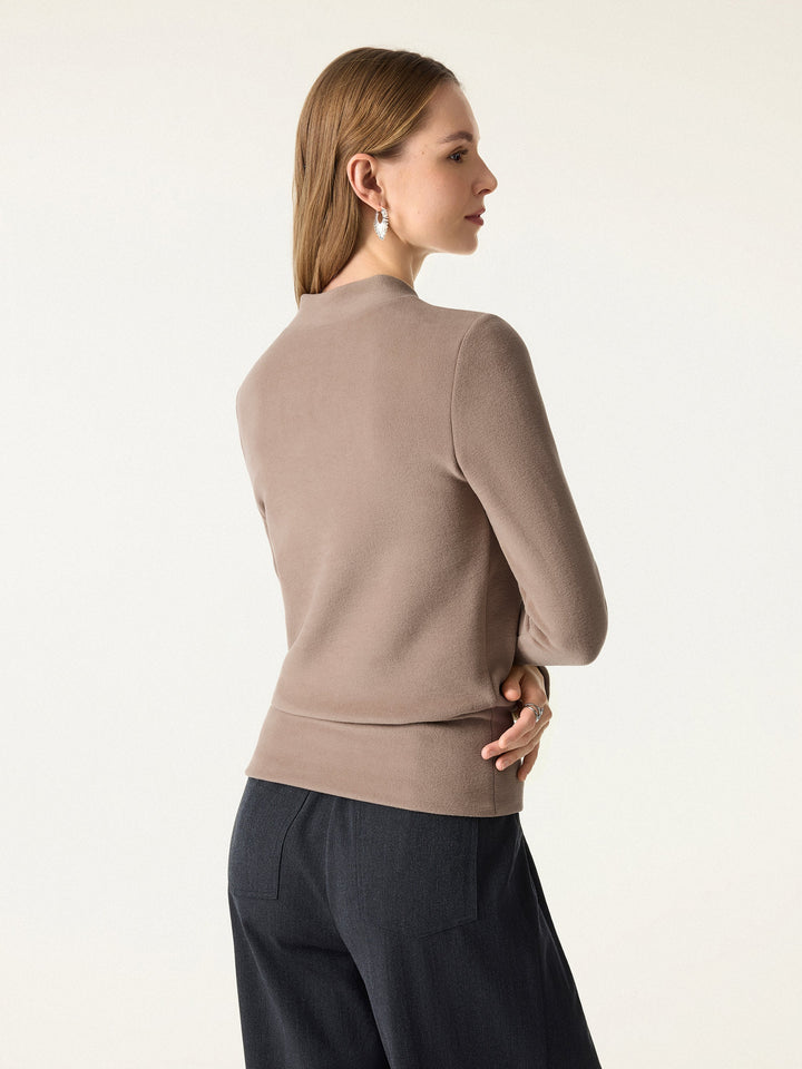 MaxWarm V-neck Long Sleeve Brami with Banded Hem