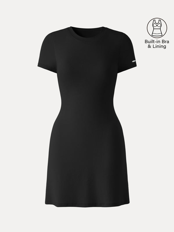 Back Smoothing Everyday Cotton Short Sleeve Mini Bra Dress