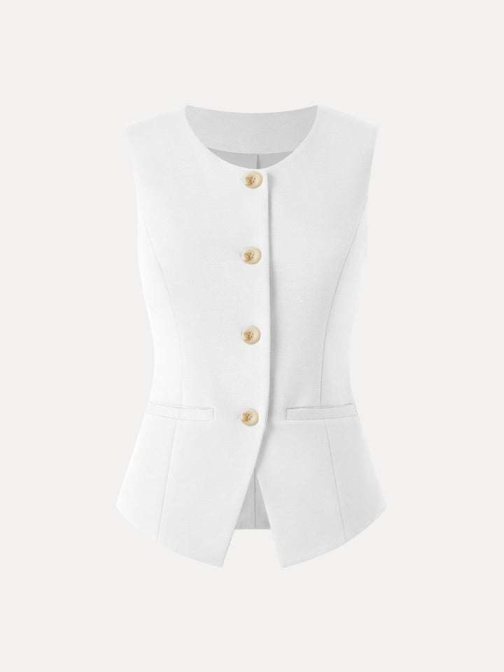 Office Staple Waistcoat with Pockets White XS