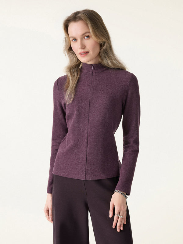 MaxWarm Mockenck Half-zipped Long Sleeve Top Heather Deep Plum XS