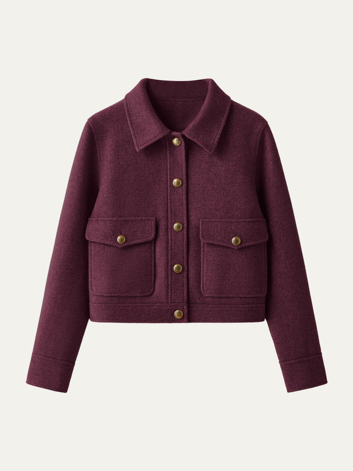 Point Collar Cargo Short Jacket Plum Berry XS