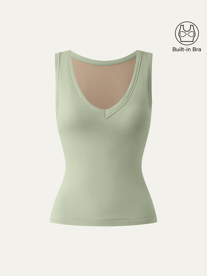 Green Tonal Co-ord Capsule Stretchy V-neck Tank XS