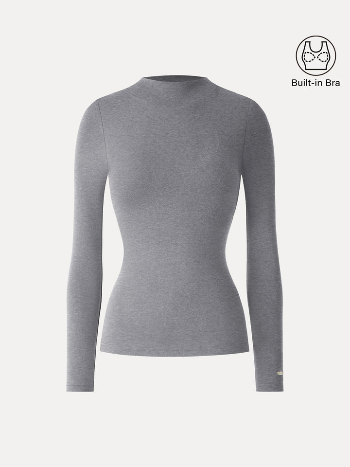 LiteWarm Mockneck Long Sleeve Brami Heather Grey XS