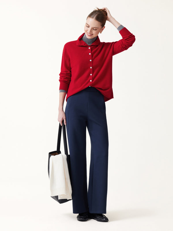 OGLmove Merino Wool Cashmere Blend Mock Neck Long Sleeve Sweater Cardigan