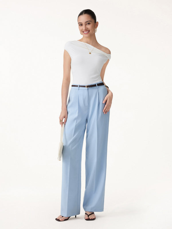 OGLmove 2Pcs Set Waistcoat with Pockets & Wide Leg Pants