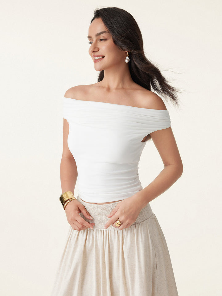 Ruched Off-shoulder New Airy Brami Top