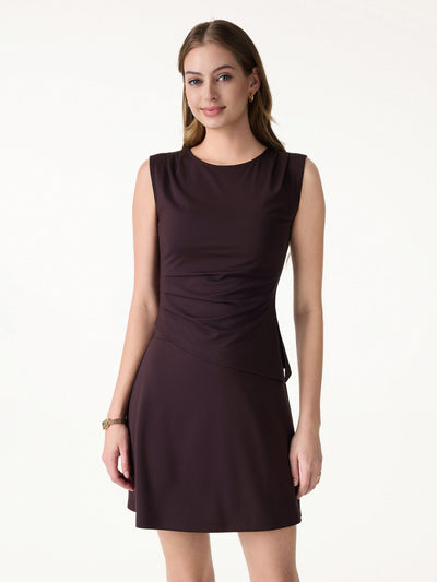 Effortless Wide Shoulder Tucked Asymmetrical Hem Sleeveless Top Purple Gloam XS