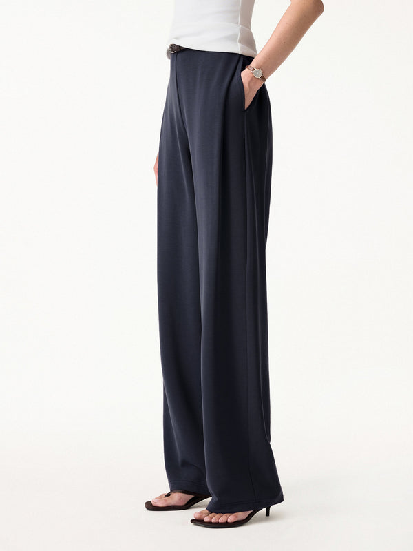 Sandwashed High Rise Straight Leg Pull-On Pants with Pockets Regular Universe Navy