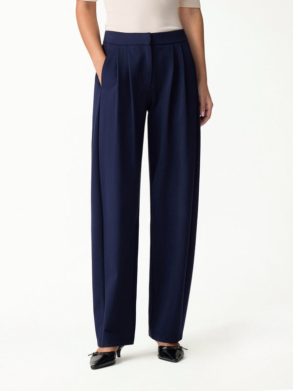 OGLmove Ponte Low-Rise Ankled Barrel Pants with Pockets Navy XXS
