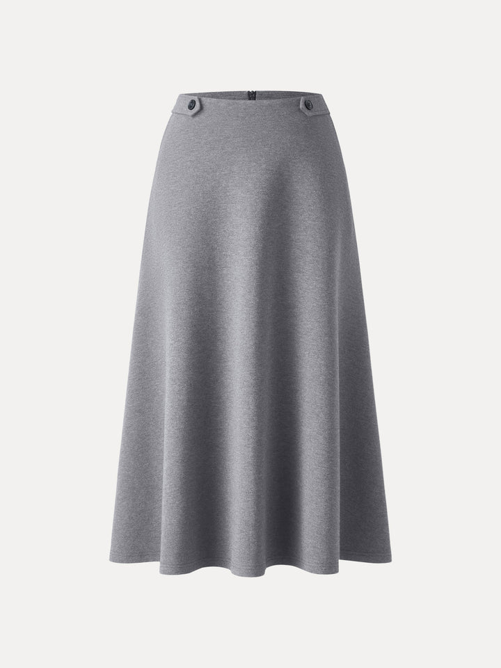 Cozy Warm Tailored Midi Circle Skirt with Pockets Heather Trout XS