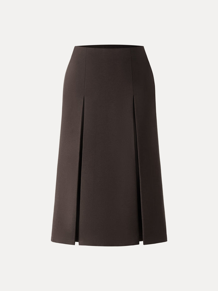 Mid Rise Pleated A-Line Pull-on Skirts with Pockets