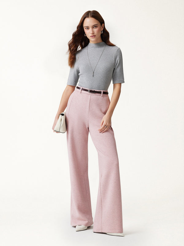 OGLmove FuzzLuxe High-Rise Wide-Leg Tuck Pants with Welt Pockets