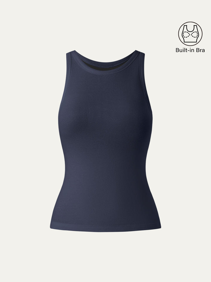 Stretch Linen Luxe Crewneck Airy Brami Tank Smoky Navy XS