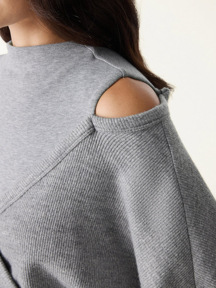 Cozy Mockneck Cutout Shoulder Surplice Brami