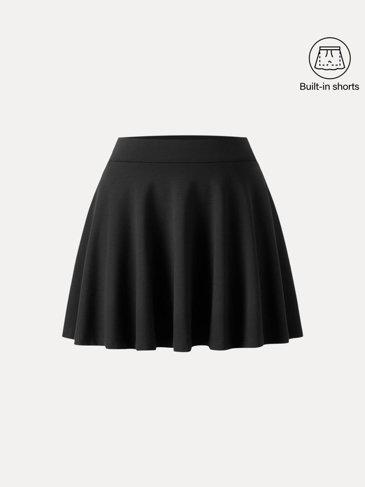 Bamboo Ponte A-line Circle Skirt with Built-in Shorts and Pockets