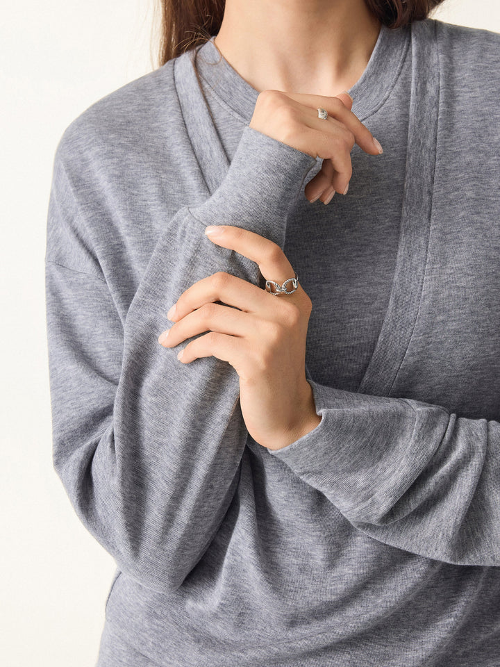 Lyocell Cashmere V-neck Drop Shoulder Top