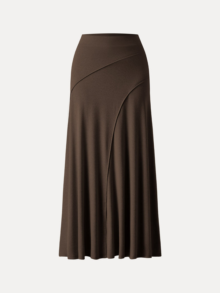 Mid Rise Pull-on Flared Maxi Skirt Espresso XS