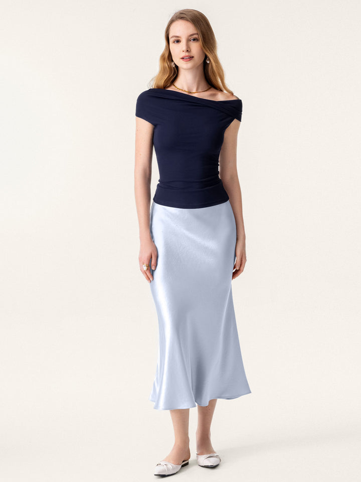 Silk-Like Bias-Cut Slip Skirt